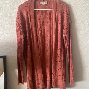 Pink Republic size M, long sleeve, pink- (coral-salmon) color open cardigan.